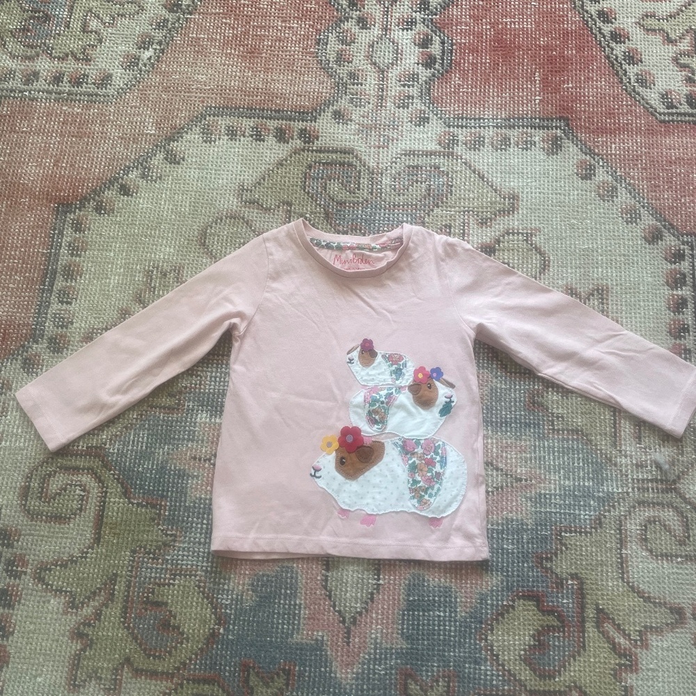 Mini Boden Girls Long Sleeve Appliqué Tshirt, size 3-4y